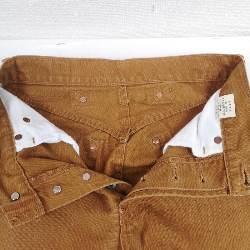 リーバイストラウスアンドコー Levi Strauss & co. パンツ ワークパンツ、ペインターパンツ 90s 日本製 シンチバック ボタンフライ 白タブ 片面BigE ダック ワーク パンツ 704-34 28インチ 茶 / ブラウン / brown メンズ USED 古着 中古 50168571