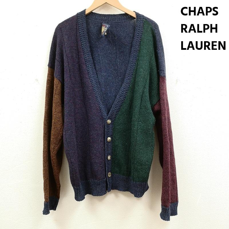 チャップスラルフローレン CHAPSRALPHLAUREN カーディガン 長袖 90s クレイジーパターン カラーブロック Vネック ニット カーディガン マルチカラー / マルチカラー / multicolor メンズ USED 古着 中古 50168580