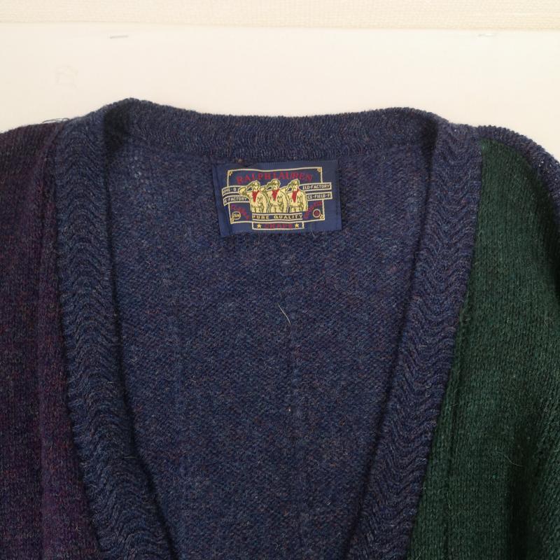 チャップスラルフローレン CHAPSRALPHLAUREN カーディガン 長袖 90s クレイジーパターン カラーブロック Vネック ニット カーディガン マルチカラー / マルチカラー / multicolor メンズ USED 古着 中古 50168580