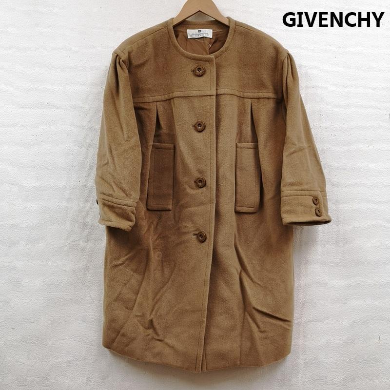 ジバンシィ GIVENCHY コート コート一般 ステッチライン タック ノーカラー ウール ロング コート - 茶 / ブラウン / brown レディース USED 古着 中古 50168582