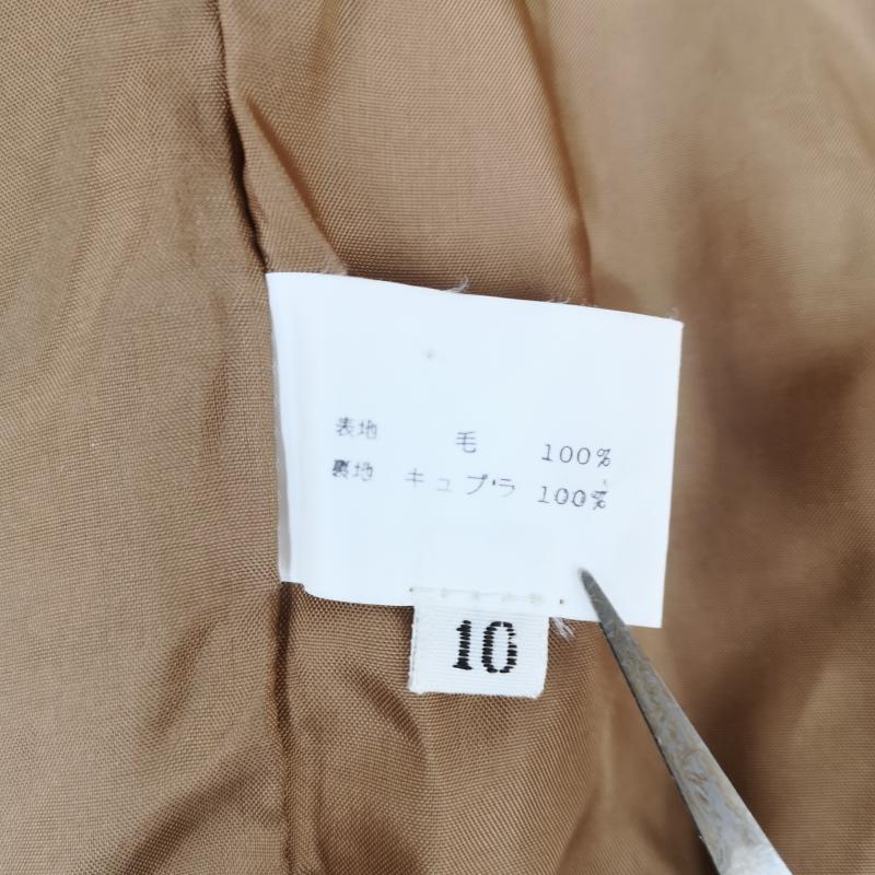 ジバンシィ GIVENCHY コート コート一般 ステッチライン タック ノーカラー ウール ロング コート - 茶 / ブラウン / brown レディース USED 古着 中古 50168582