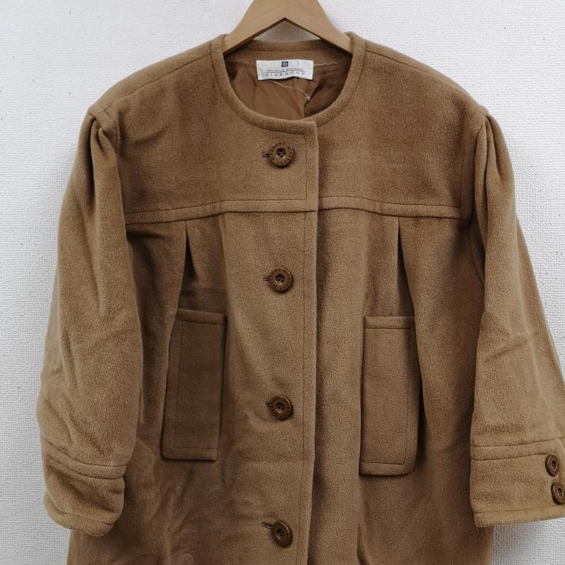 ジバンシィ GIVENCHY コート コート一般 ステッチライン タック ノーカラー ウール ロング コート - 茶 / ブラウン / brown レディース USED 古着 中古 50168582