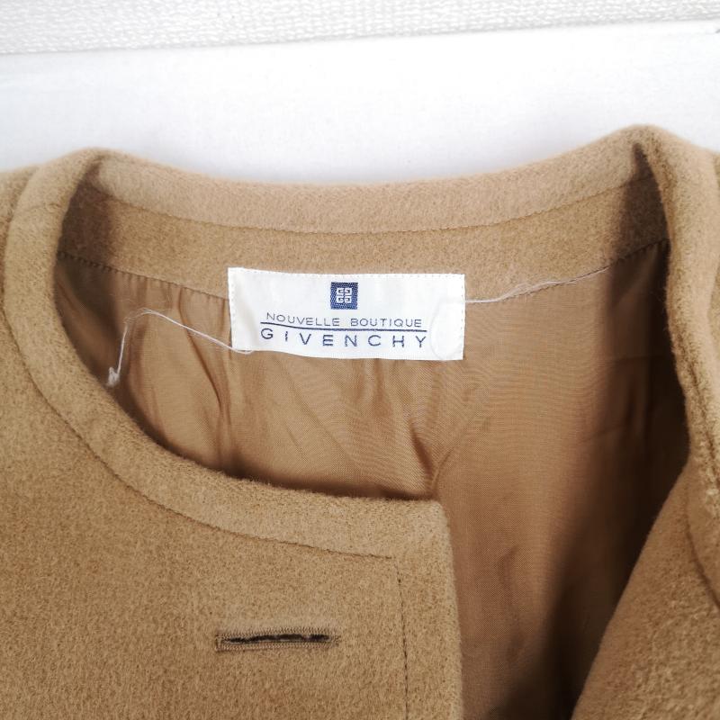 ジバンシィ GIVENCHY コート コート一般 ステッチライン タック ノーカラー ウール ロング コート - 茶 / ブラウン / brown レディース USED 古着 中古 50168582