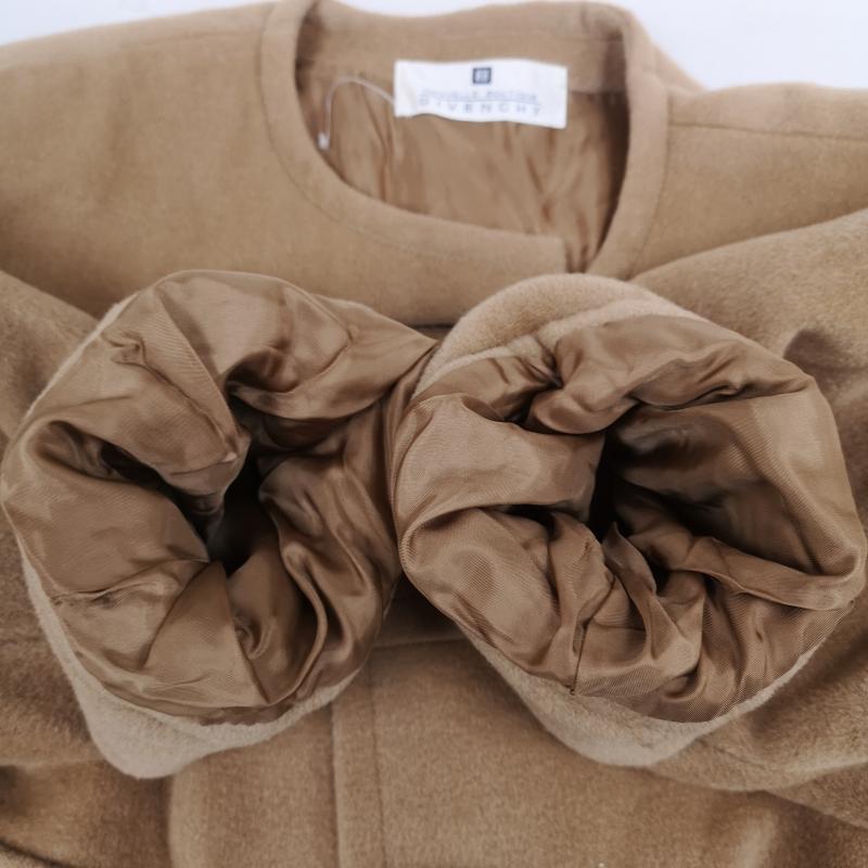 ジバンシィ GIVENCHY コート コート一般 ステッチライン タック ノーカラー ウール ロング コート - 茶 / ブラウン / brown レディース USED 古着 中古 50168582