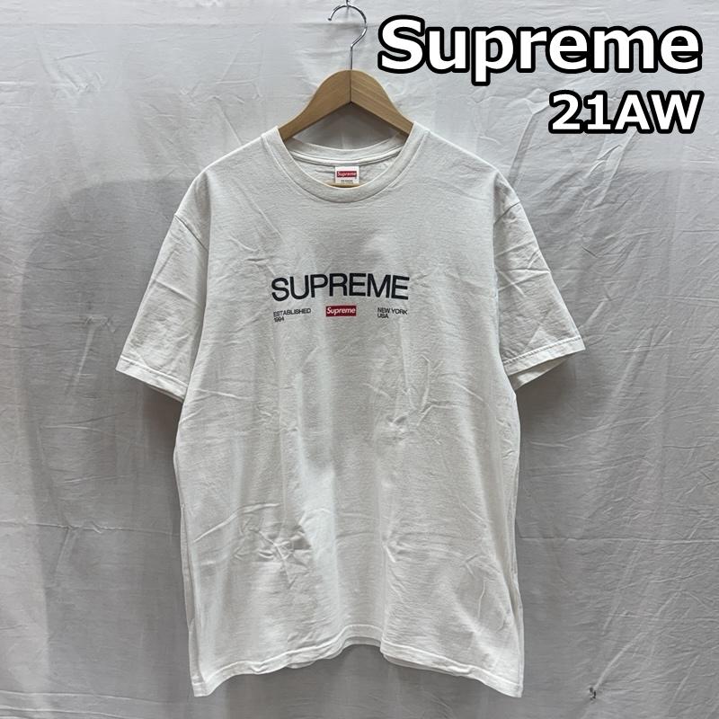 シュプリーム Supreme Tシャツ 半袖 21AW EST1994 Tee ロゴ クルーネック 半袖 Tシャツ L 白 / ホワイト / white メンズ USED 古着 中古 50168587
