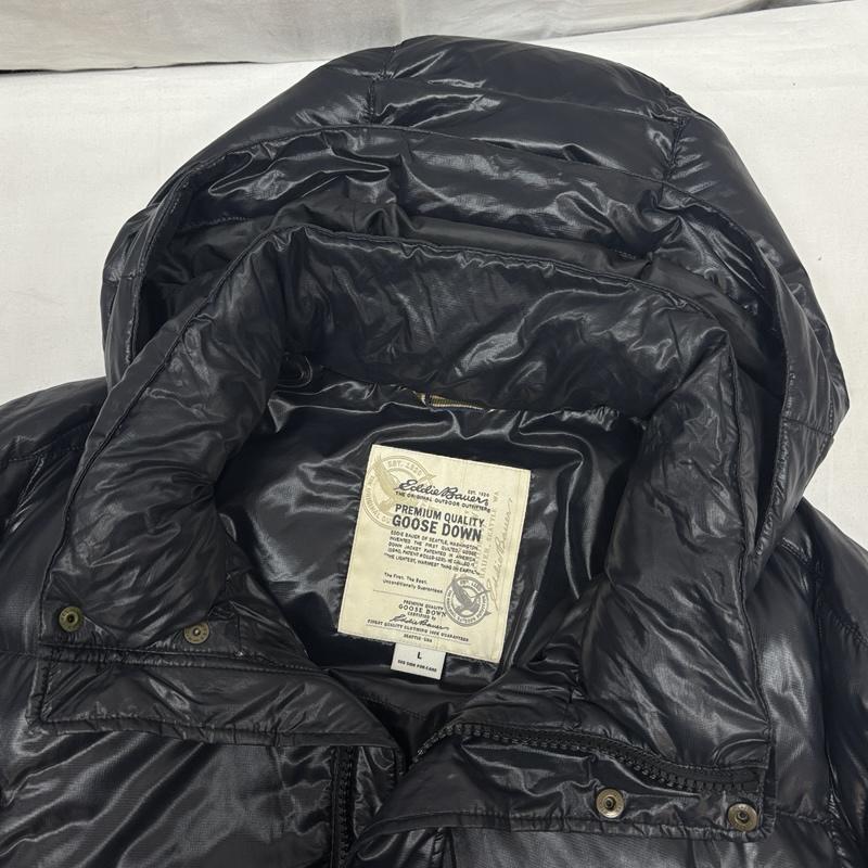 エディーバウアー Eddie Bauer ジャケット、上着 ダウンジャケット 0509319 ロング グース ダウン ジャケット フード取り外し可 L 黒 / ブラック / black メンズ USED 古着 中古 50168589