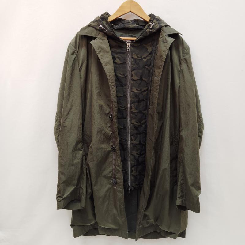 ジョセフアブード JOSEPH ABBOUD ジャケット、上着 ジャンパー、ブルゾン ステンカラー コート ナイロン カモフラ柄 フード付き ライナー付き LL カーキ / カーキ / khaki メンズ USED 古着 中古 50168599