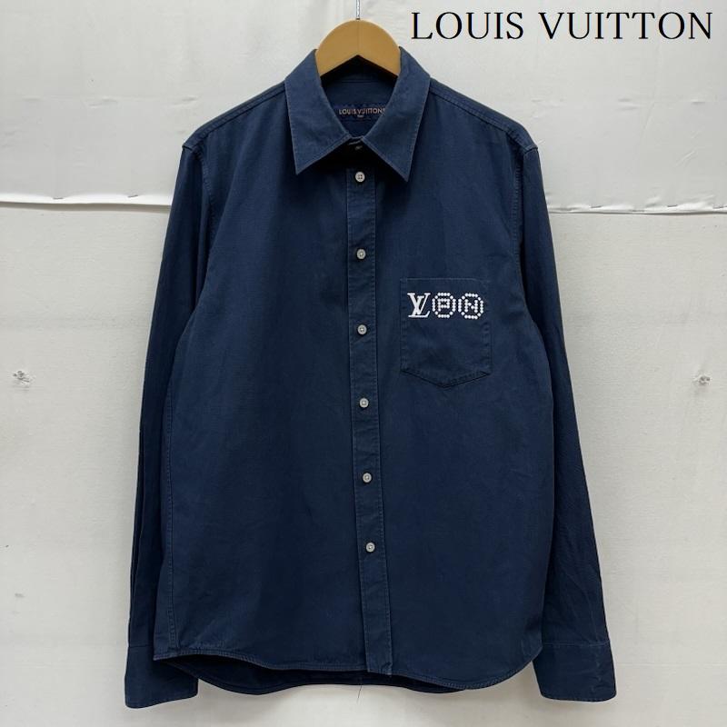 ルイヴィトン LOUIS VUITTON シャツ、ブラウス 長袖 NIGO プリント シグネチャー ロングスリーブ シャツ RM252M IKE HTS77W L 紺 / ネイビー / navy メンズ USED 古着 中古 50168607