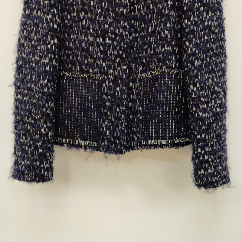 フェンディ FENDI ジャケット、上着 ジャケット、ブレザー ノーカラー ジャケット ミックス ツイード フリンジ 40 紺 / ネイビー / navy X 白 / ホワイト / white レディース USED 古着 中古 50168611