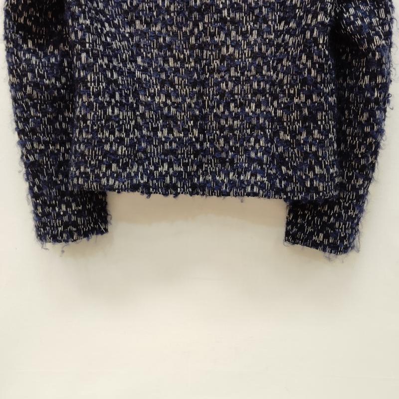フェンディ FENDI ジャケット、上着 ジャケット、ブレザー ノーカラー ジャケット ミックス ツイード フリンジ 40 紺 / ネイビー / navy X 白 / ホワイト / white レディース USED 古着 中古 50168611