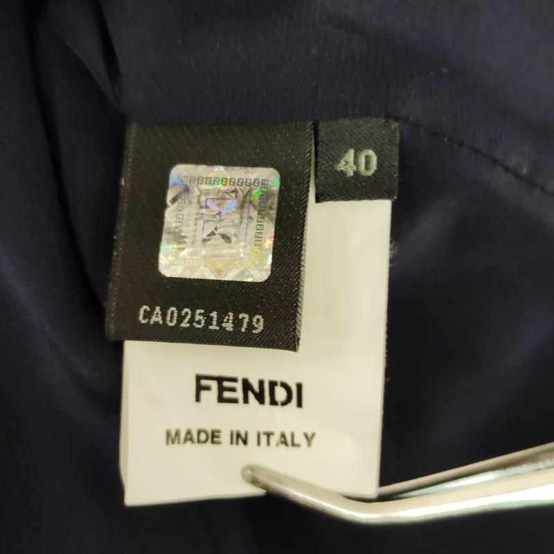 フェンディ FENDI ジャケット、上着 ジャケット、ブレザー ノーカラー ジャケット ミックス ツイード フリンジ 40 紺 / ネイビー / navy X 白 / ホワイト / white レディース USED 古着 中古 50168611