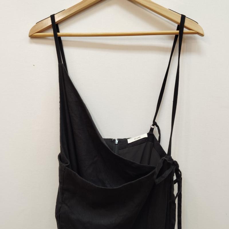 クラネ CLANE ワンピース ロングスカート ドレープ ラップ キャミ スカート アシンメトリー ワンショルダー 1 黒 / ブラック / black レディース USED 古着 中古 50168618