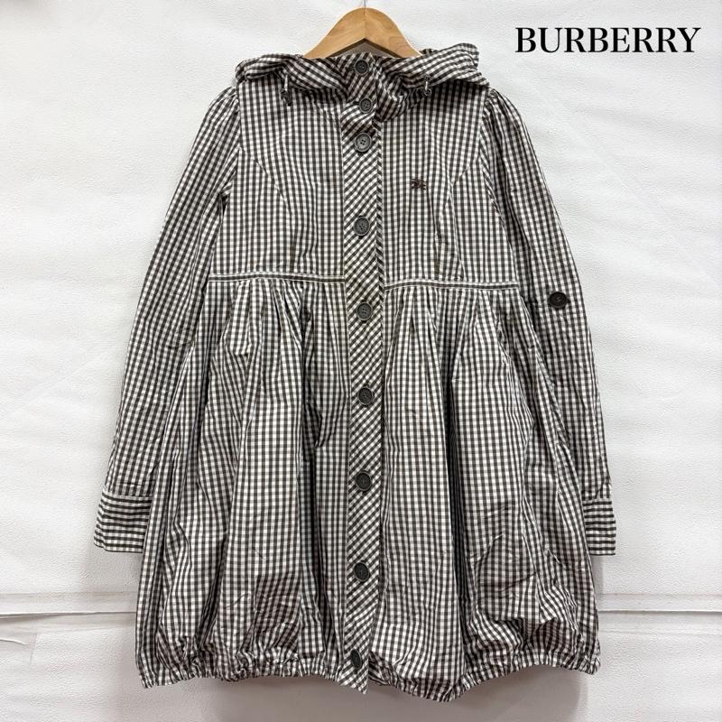 バーバリー・ブルーレーベル BURBERRY BLUE LABEL コート コート一般 ギンガムチェック フーデッド レインコート バルーンシルエット ナイロンジャケット ポーチ付 38 チェック 茶 / ブラウン / brown X 白 / ホワイト / white レディース USED 古着 中古 50168619
