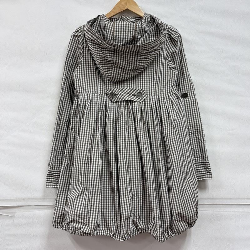 バーバリー・ブルーレーベル BURBERRY BLUE LABEL コート コート一般 ギンガムチェック フーデッド レインコート バルーンシルエット ナイロンジャケット ポーチ付 38 チェック 茶 / ブラウン / brown X 白 / ホワイト / white レディース USED 古着 中古 50168619