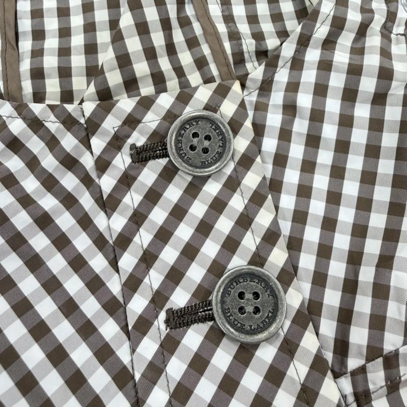 バーバリー・ブルーレーベル BURBERRY BLUE LABEL コート コート一般 ギンガムチェック フーデッド レインコート バルーンシルエット ナイロンジャケット ポーチ付 38 チェック 茶 / ブラウン / brown X 白 / ホワイト / white レディース USED 古着 中古 50168619
