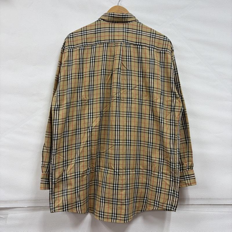バーバリー BURBERRY シャツ、ブラウス 長袖 90s バーバリーズ 長袖 ノバチェック ボタンダウン シャツ ロゴ 刺繍 ヴィンテージ ロンドン L チェック ベージュ / ベージュ / beige メンズ USED 古着 中古 50168620