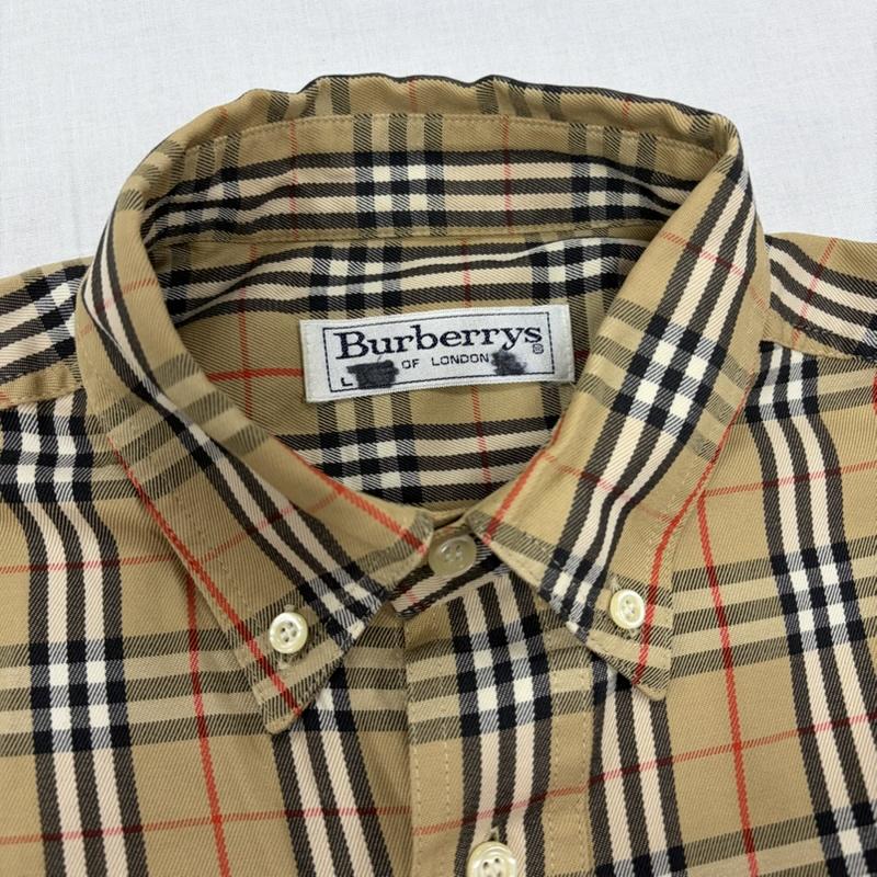 バーバリー BURBERRY シャツ、ブラウス 長袖 90s バーバリーズ 長袖 ノバチェック ボタンダウン シャツ ロゴ 刺繍 ヴィンテージ ロンドン L チェック ベージュ / ベージュ / beige メンズ USED 古着 中古 50168620