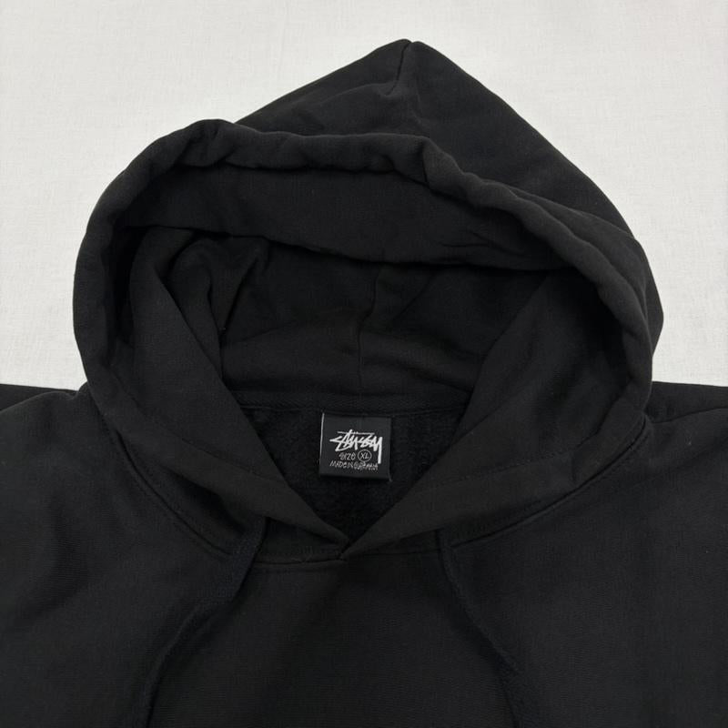 ステューシー STUSSY パーカー 長袖 8ボール 両面 バックプリント ロゴ スウェット プルオーバー フーディー パーカー 裏起毛 ビリヤード XL ロゴ、文字 X プリント 黒 / ブラック / black X 白 / ホワイト / white メンズ USED 古着 中古 50168621