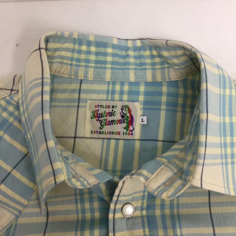 ヒステリックグラマー HYSTERIC GLAMOUR シャツ、ブラウス 長袖 HYSTERIC GLAMOUR ヒステリックグラマー 02201AH03 スカル刺繍 ウエスタン シャツ L チェック 青 / ブルー / blue メンズ USED 古着 中古 50168623