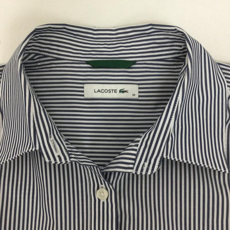 ラコステ LACOSTE シャツ、ブラウス 長袖 lacoste CF4741 ボリュームスリーブ ストライプクロップド 長袖シャツ 38 ストライプ 青 / ブルー / blue レディース USED 古着 中古 50168624