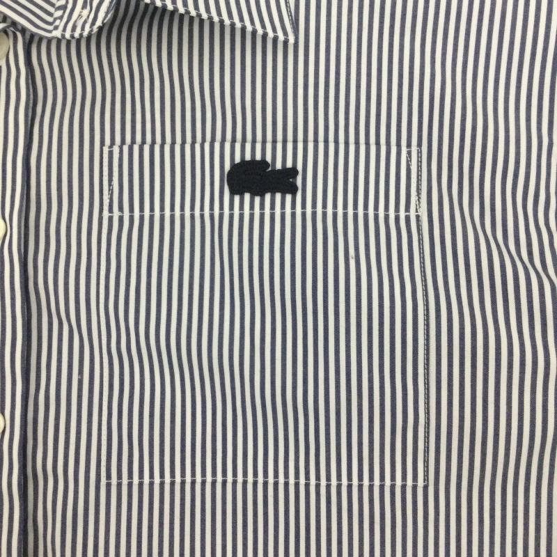 ラコステ LACOSTE シャツ、ブラウス 長袖 lacoste CF4741 ボリュームスリーブ ストライプクロップド 長袖シャツ 38 ストライプ 青 / ブルー / blue レディース USED 古着 中古 50168624