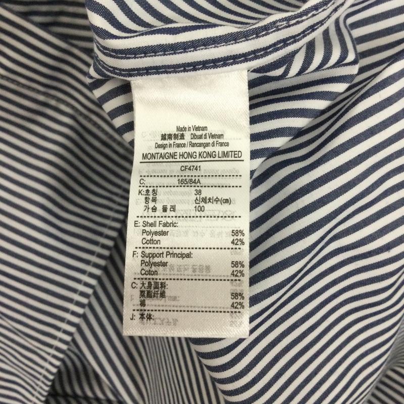 ラコステ LACOSTE シャツ、ブラウス 長袖 lacoste CF4741 ボリュームスリーブ ストライプクロップド 長袖シャツ 38 ストライプ 青 / ブルー / blue レディース USED 古着 中古 50168624