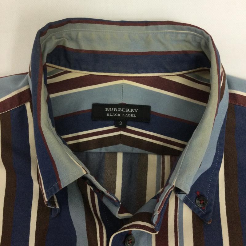 バーバリーブラックレーベル BURBERRY BLACK LABEL シャツ、ブラウス 長袖 BURBERRY BLACK LABEL 長袖シャツ コットン ストライプ BMW89-304-27 3 ストライプ 紺 / ネイビー / navy X 青 / ブルー / blue メンズ USED 古着 中古 50168636