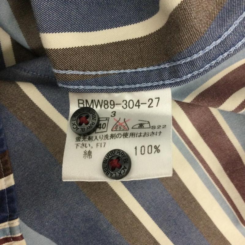 バーバリーブラックレーベル BURBERRY BLACK LABEL シャツ、ブラウス 長袖 BURBERRY BLACK LABEL 長袖シャツ コットン ストライプ BMW89-304-27 3 ストライプ 紺 / ネイビー / navy X 青 / ブルー / blue メンズ USED 古着 中古 50168636