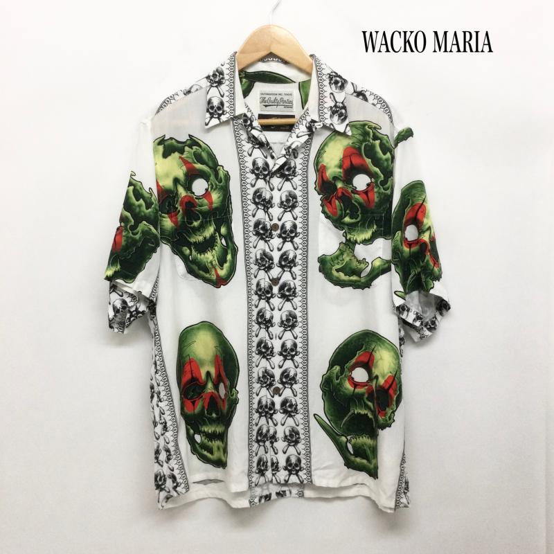 ワコマリア WACKO MARIA シャツ、ブラウス 半袖 WACKO MARIA  56 TATTOO STUDIO 56タトゥースタジオ アロハ 半袖 スカル プリント S スカル 白 / ホワイト / white メンズ USED 古着 中古 50168638
