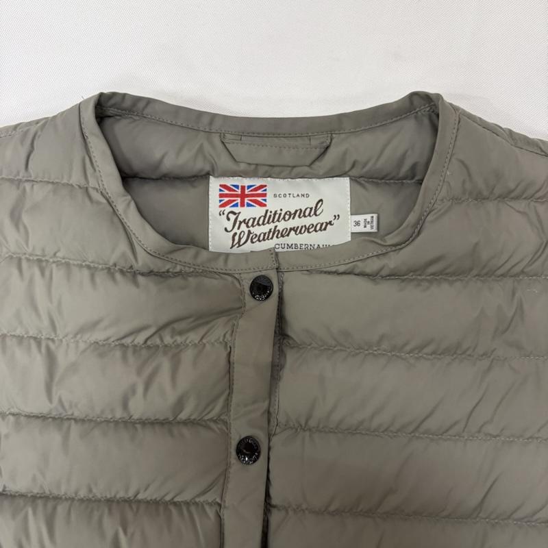 トラディショナルウェザーウェア Traditional Weatherwear ジャケット、上着 ダウンジャケット 21AW ARKLEY LONG DOWN PA ノーカラーロングダウンジャケット パッカブル グレー 36 36 無地 灰 / グレー / gray レディース USED 古着 中古 50168639