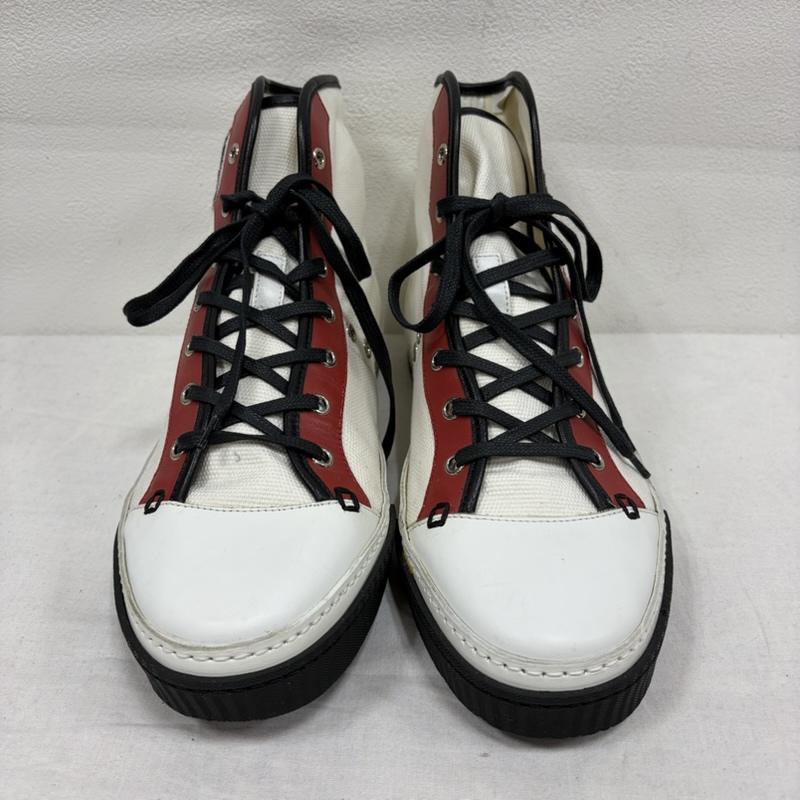 グッチ GUCCI スニーカー スニーカー キャンバス レザー クレストロゴ ハイカット スニーカー ワッペン 27.0cm ロゴ、文字 X 刺繍 白 / ホワイト / white X 黒 / ブラック / black X 赤 / レッド / red メンズ USED 古着 中古 50168655