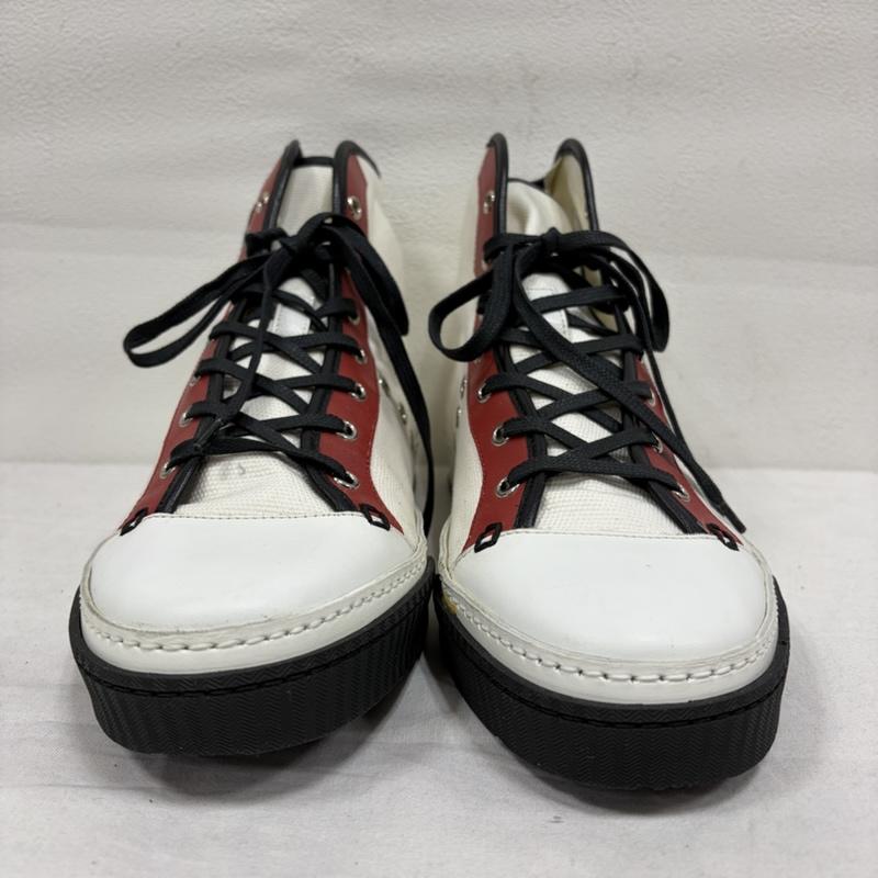 グッチ GUCCI スニーカー スニーカー キャンバス レザー クレストロゴ ハイカット スニーカー ワッペン 27.0cm ロゴ、文字 X 刺繍 白 / ホワイト / white X 黒 / ブラック / black X 赤 / レッド / red メンズ USED 古着 中古 50168655