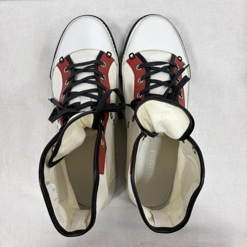 グッチ GUCCI スニーカー スニーカー キャンバス レザー クレストロゴ ハイカット スニーカー ワッペン 27.0cm ロゴ、文字 X 刺繍 白 / ホワイト / white X 黒 / ブラック / black X 赤 / レッド / red メンズ USED 古着 中古 50168655