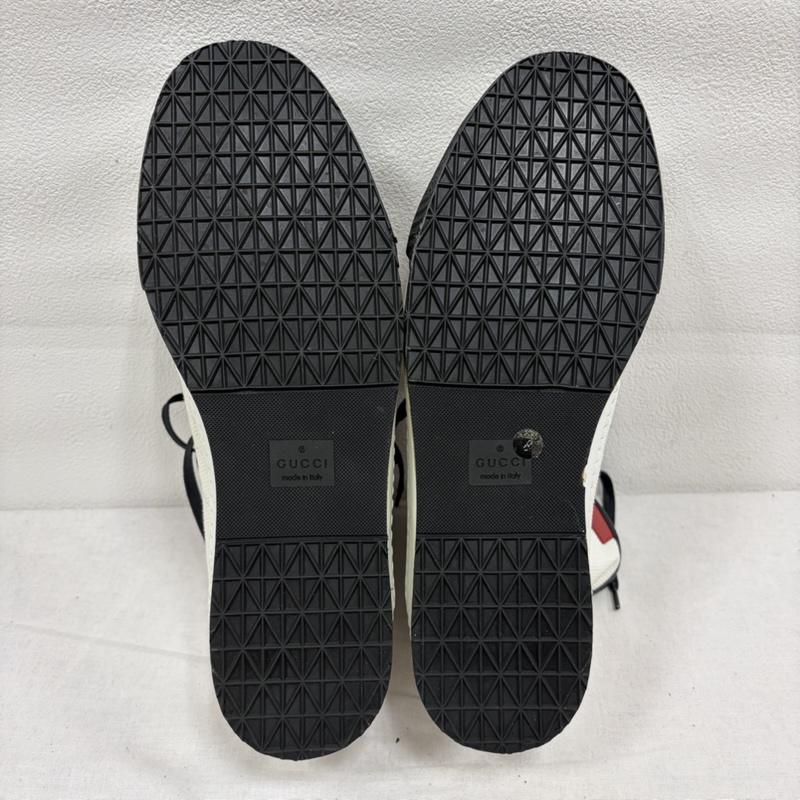 グッチ GUCCI スニーカー スニーカー キャンバス レザー クレストロゴ ハイカット スニーカー ワッペン 27.0cm ロゴ、文字 X 刺繍 白 / ホワイト / white X 黒 / ブラック / black X 赤 / レッド / red メンズ USED 古着 中古 50168655