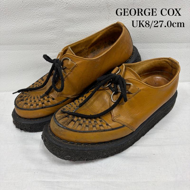 ジョージコックス GEORGE COX ローファー ローファー 厚底 ラバーソール ロック パンク 編み込み グランジ メロコア ハードコア パイピング レザー UK：8 無地 キャメル / キャメル / X 黒 / ブラック / black メンズ USED 古着 中古 50168656