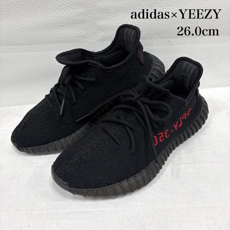 イージー YEEZY スニーカー スニーカー adidas Boost 350 V2 イージーブースト CP9652 ローカット スニーカー 26.0cm ロゴ、文字 黒 / ブラック / black X 赤 / レッド / red メンズ USED 古着 中古 50168658