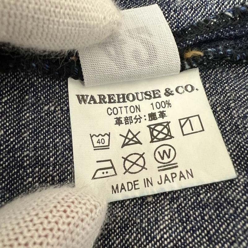 ウエアハウス WAREHOUSE シャツ、ブラウス 長袖 GREENEBAUM OVERALLS 2213 1880 ヘヴィーレザーバウンドジャンパー デニム 42 インディゴ / インディゴ / Indigo メンズ USED 古着 中古 50168663