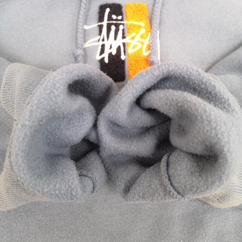 ステューシー STUSSY パーカー 長袖 センターロゴ パイル 裏起毛 プルオーバー パーカー L 水色 / ライトブルー / メンズ USED 古着 中古 50168669