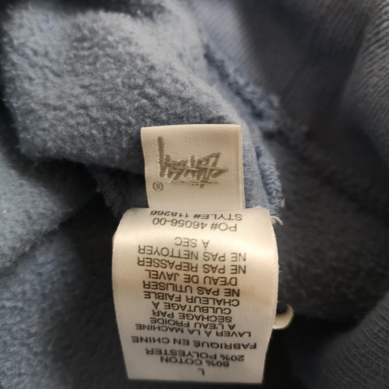 ステューシー STUSSY パーカー 長袖 センターロゴ パイル 裏起毛 プルオーバー パーカー L 水色 / ライトブルー / メンズ USED 古着 中古 50168669