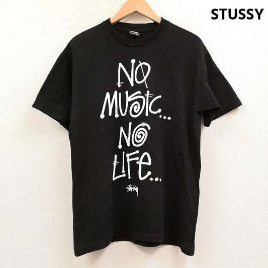 ステューシー STUSSY Tシャツ 半袖 TOWERRECORDS 30周年コラボ NO MUSIC NO LIFE 半袖 Tシャツ S/S TEE M 黒 / ブラック / black メンズ USED 古着 中古 50168678
