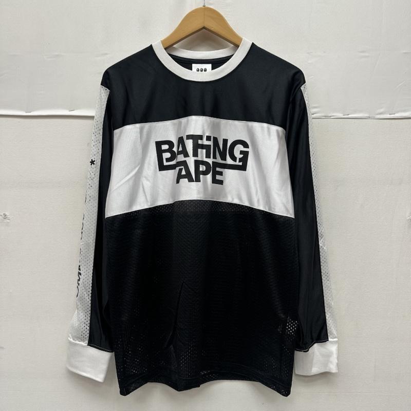 コムデギャルソン COMME des GARCONS Tシャツ 長袖 24AW A BATHING APE メッシュ ロング Tシャツ ロンT 001LTK731901C M 黒 / ブラック / black X 白 / ホワイト / white メンズ USED 古着 中古 50168683