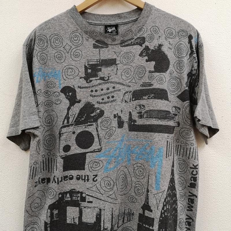 ステューシー STUSSY Tシャツ 半袖 00s メキシコ製 黒タグ ニューヨーク NY 街並み 総柄 グラフィック 半袖 Tシャツ S/S TEE M 灰 / グレー / gray メンズ USED 古着 中古 50168685