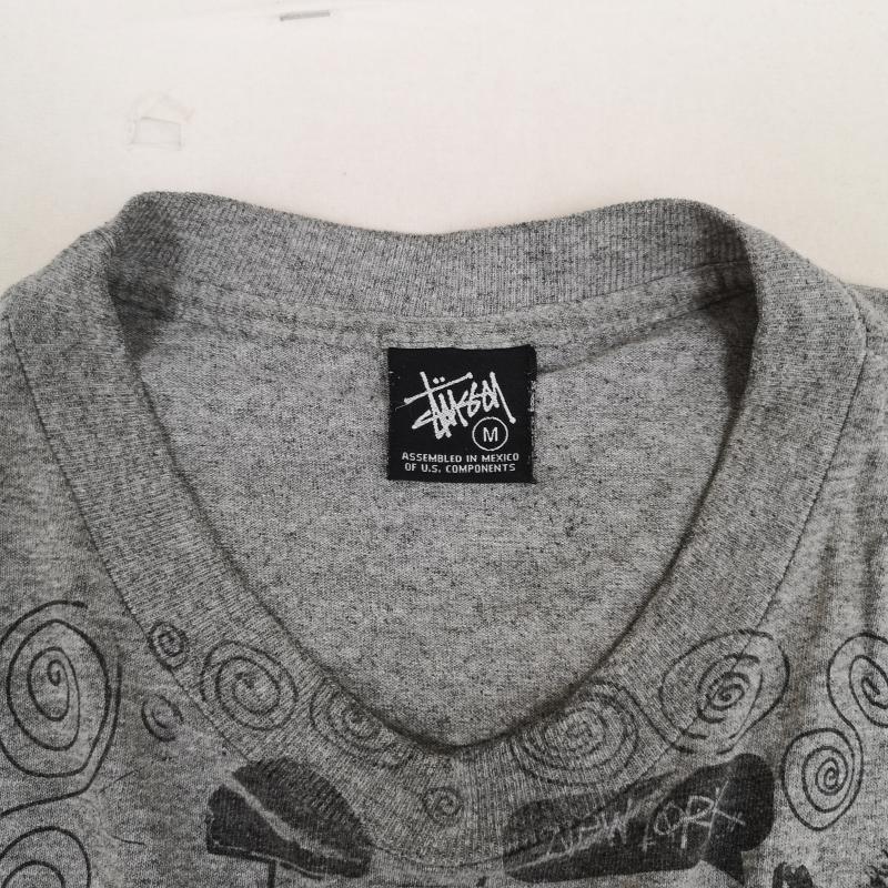 ステューシー STUSSY Tシャツ 半袖 00s メキシコ製 黒タグ ニューヨーク NY 街並み 総柄 グラフィック 半袖 Tシャツ S/S TEE M 灰 / グレー / gray メンズ USED 古着 中古 50168685