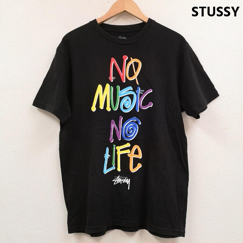 ステューシー STUSSY Tシャツ 半袖 TOWERRECORDS 30周年コラボ NO MUSIC NO LIFE 半袖 Tシャツ S/STEE L 黒 / ブラック / black メンズ USED 古着 中古 50168686