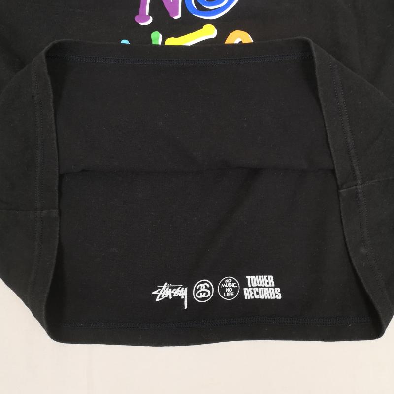 ステューシー STUSSY Tシャツ 半袖 TOWERRECORDS 30周年コラボ NO MUSIC NO LIFE 半袖 Tシャツ S/STEE L 黒 / ブラック / black メンズ USED 古着 中古 50168686