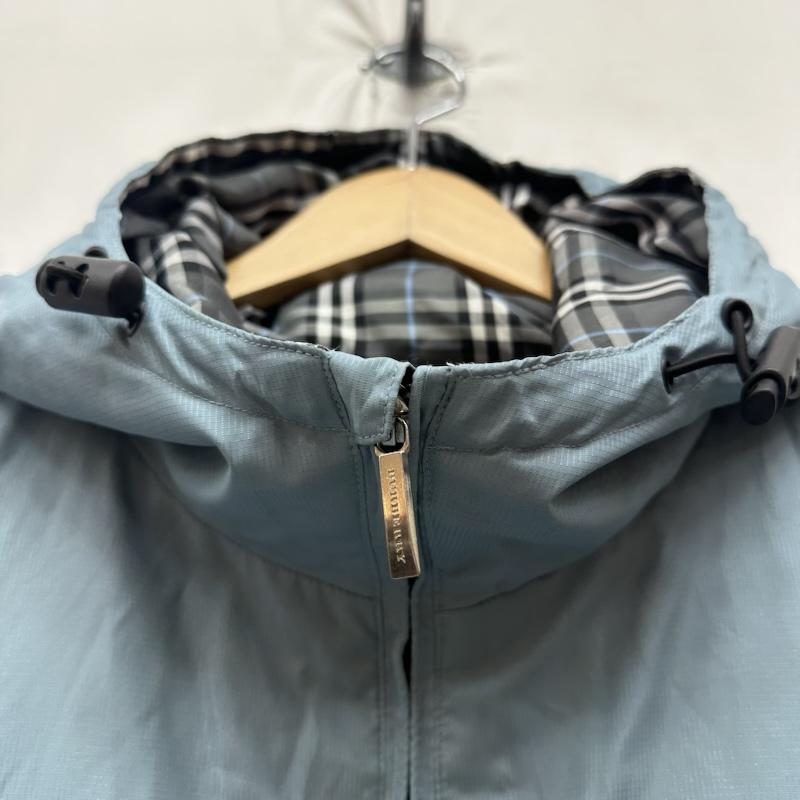 バーバリーブラックレーベル BURBERRY BLACK LABEL ジャケット、上着 ダウンジャケット 裏地 チェック ナイロン ダウン ジャケット BMP82-318-22 M 水色 / ライトブルー / メンズ USED 古着 中古 50168693