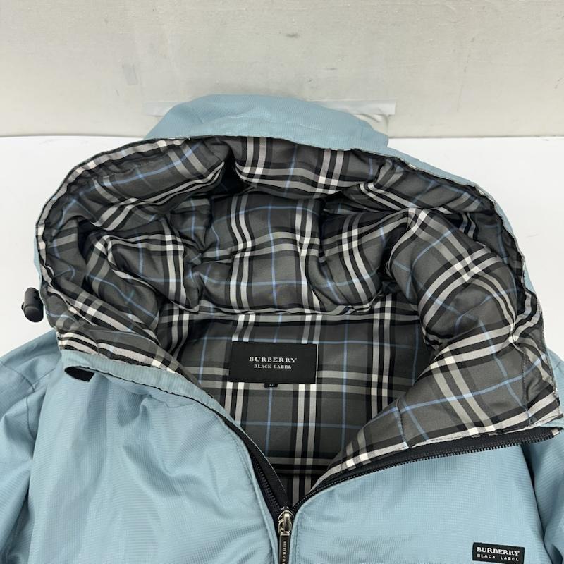 バーバリーブラックレーベル BURBERRY BLACK LABEL ジャケット、上着 ダウンジャケット 裏地 チェック ナイロン ダウン ジャケット BMP82-318-22 M 水色 / ライトブルー / メンズ USED 古着 中古 50168693