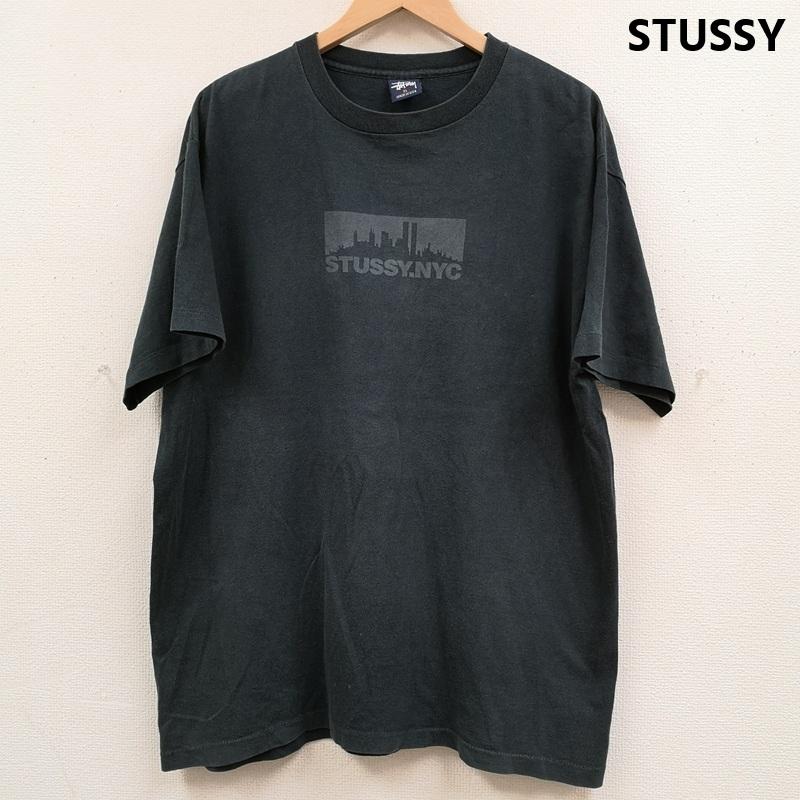 ステューシー STUSSY Tシャツ 半袖 90s USA製 紺タグ NYC ニューヨーク 街並み ボックスロゴ 半袖 Tシャツ S/S TEE XL 黒 / ブラック / black メンズ USED 古着 中古 50168694
