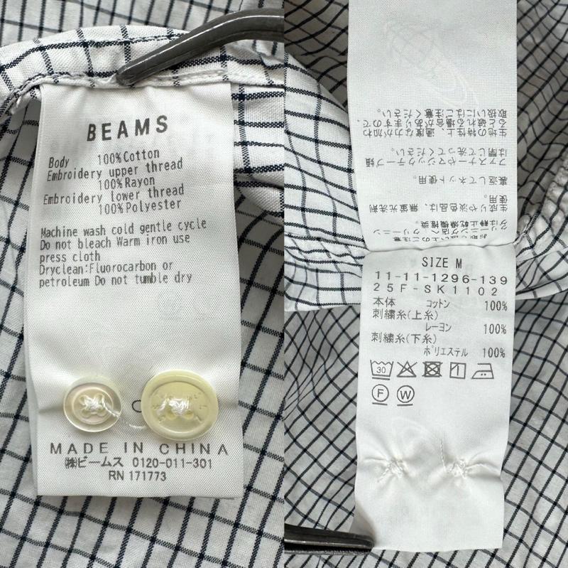 ビームス エスエスゼット BEAMS SSZ シャツ、ブラウス 長袖 25AW 別注 WHR BD SHIRT オーバーサイズチェックボタンダウンシャツ 11-11-1296-139 M 白 / ホワイト / white メンズ USED 古着 中古 50168696