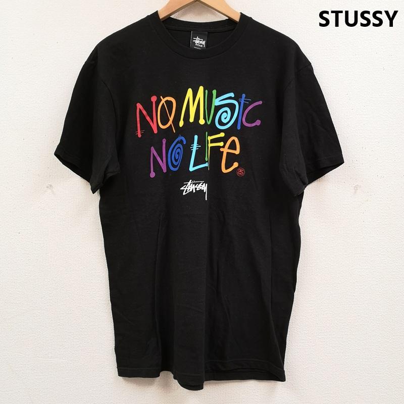 ステューシー STUSSY Tシャツ 半袖 メキシコ製 TOWERRECORDS 30周年コラボ NO MUSIC NO LIFE 半袖 Tシャツ S/S TEE M 黒 / ブラック / black メンズ USED 古着 中古 50168698
